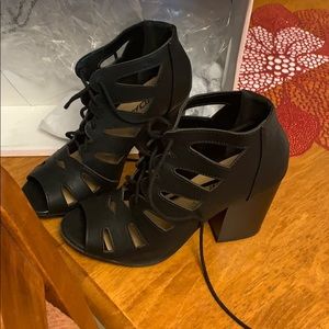 Black high hill shoes